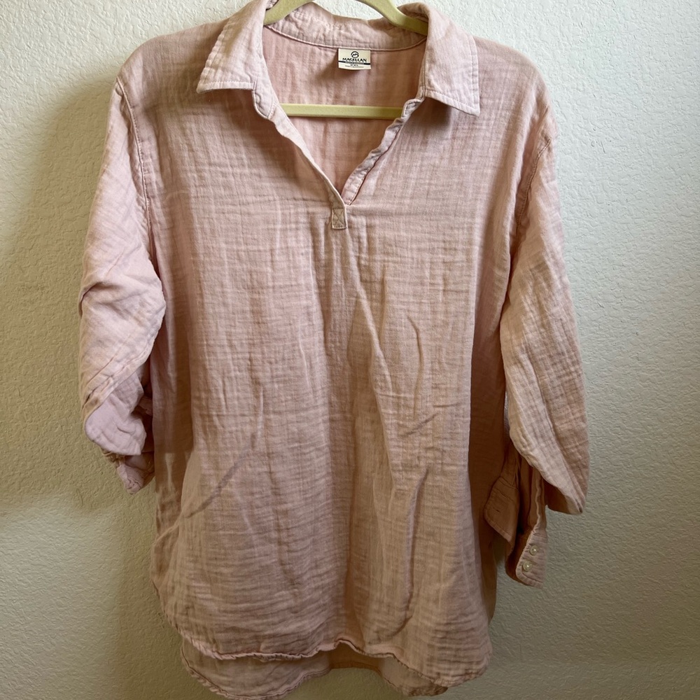 Magellan Outdoors Light Pink Gauze Collared Tunic